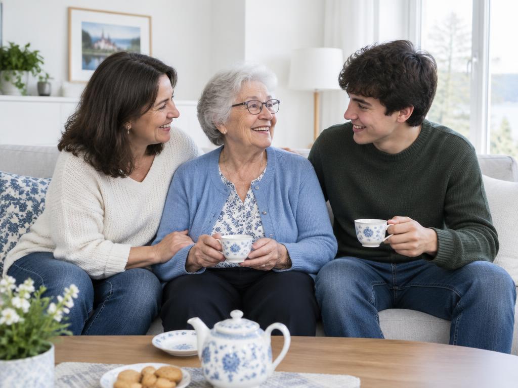 Trois générations réunies à la maison