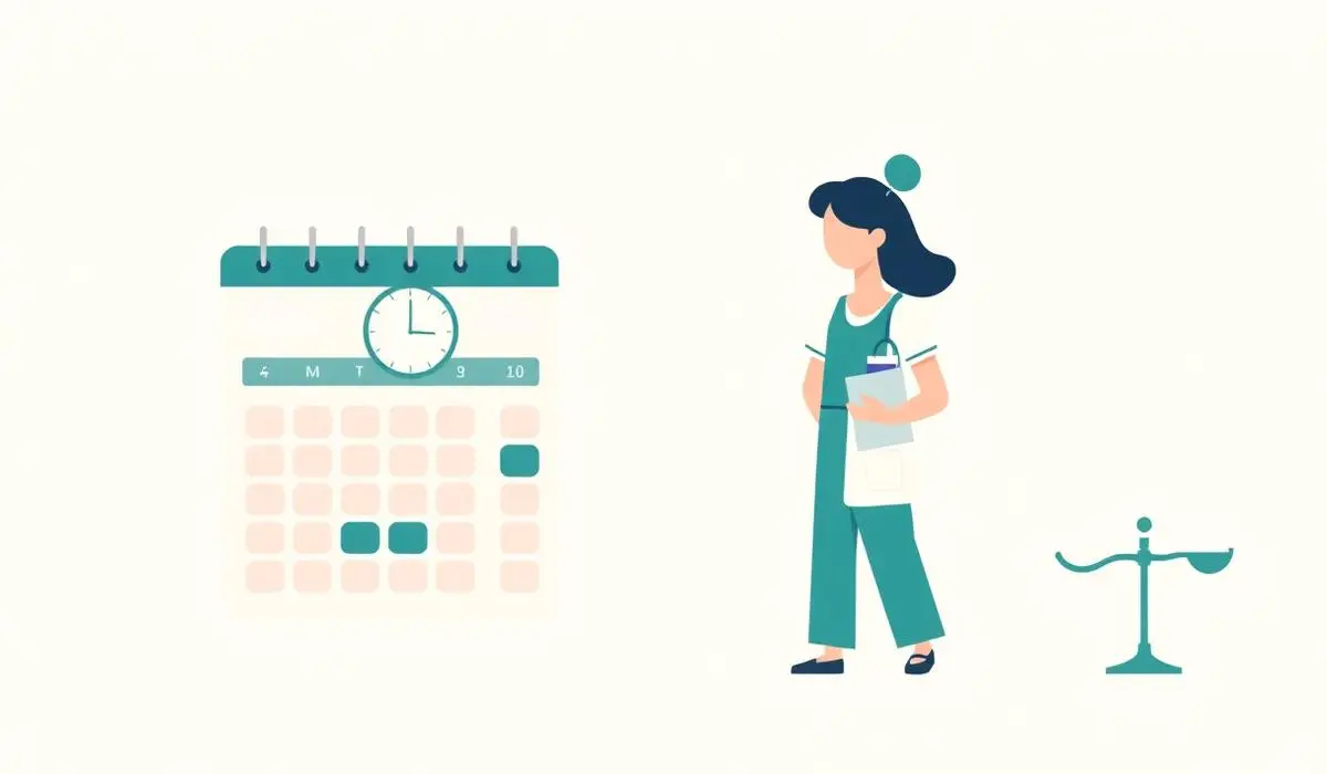 Illustration d'une infirmière choisissant son horaire sur un calendrier